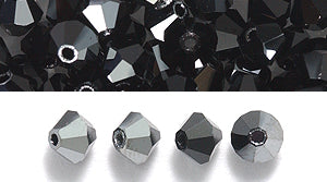 82CC309: Preciosa Crystal Dia Jet Hematite 4mm-144PC