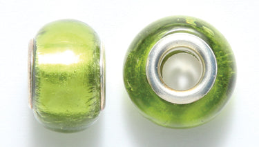 75AL783-S: Rondelle Silver Foil Olive 5mm Grommet 9x14mm-4PC