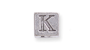 PW955-K: Bead Alphabet Cube K Ant Pewter 7mm 1PC