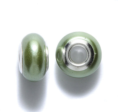 75CD683-S: Rondelle Pearl Olive Green 5mm Inner Diameter 13x9mm-5PC