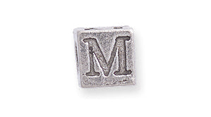 PW955-M: Bead Alphabet Cube M Ant Pewter 7mm 1PC