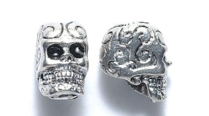 PW2261-S: Pewter Bead Sugar Skull 10mm Silver-1PC