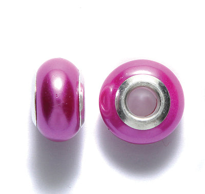 75CD694-S: Rondelle Pearl Fuchsia 5mmID 13x9mm-5PC