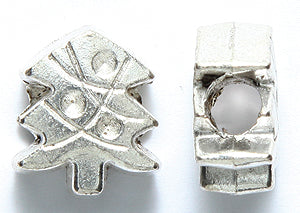 LH3133: Christmas Tree 13x15mm Silver 5mm Hole-10PC