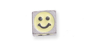 PW955-HFE: Bead Cube w/Yellow Happy Face Silver 7mm-1PC