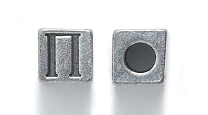 PW9804-S: Limited Bead Cube Pi Greek Symbol Ant Pewter 7m 1PC