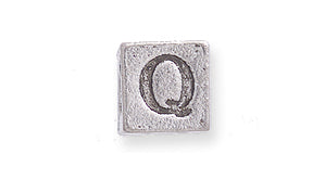 PW955-Q: Bead Alphabet Cube Q Ant Pewter 7mm 1PC