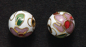 8CL112: Cloisonne Round White 8mm 3PC