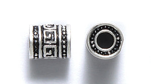 ME4356-S: Bead Design 3mm Hole Silver 6x7mm-5PC