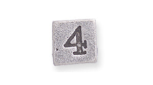 PW955-4: Bead Number Cube #4 Ant Pewter 7mm 1PC