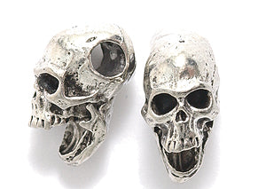 PW315-S: Skull Bead Large Hole Ant Pewter 5x13mm 1PC