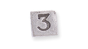 PW955-3: Bead Number Cube #3 Ant Pewter 7mm 1PC