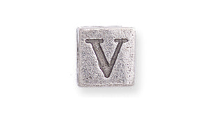 PW955-V: Bead Alphabet Cube V Ant Pewter 7mm 1PC