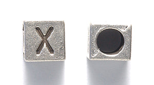 ME5955-X: Alphabet Cube X Silver 7mm-15PC