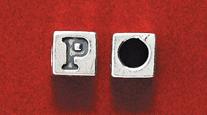 SS955-P: Bead Cube Letter P Sterling 5x5mm-1PC