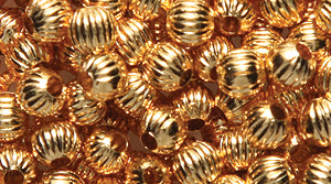 4MR854-F: Metal Round Fluted Gold 4mm-50PC