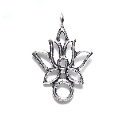 IN185-25: Lotus Pendant 2-loop Sil 17x24mm-8PC