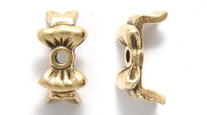 PW1077-AG: Bead Cap Ribbon And Bow Ant Gold 11x6mm-1PC