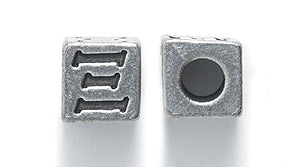 PW9803-S: Limited Bead Cube Xi Greek Symbol Ant Pewter 7m 1PC