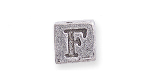 PW955-F: Bead Alphabet Cube F Ant Pewter 7mm 1PC