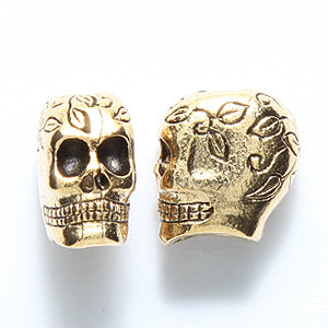 PW2264-AG: Large Hole Leaf Sugar Skull Ant Gold 12mm-1PC