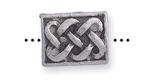 PW478-S: Bead Flat Rectangle w/Knot Ant Pewter 9x12mm 1PC