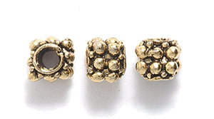 PW372-AG: Bead Square w/Dots Ant Gold 5mm - 1PC