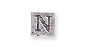 PW955-N: Bead Alphabet Cube N Ant Pewter 7mm 1PC