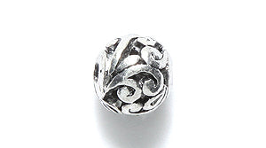 ME4117-S: Bead Branch Scroll Silver 8mm-10PC