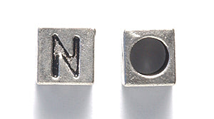 ME5955-N: ALPHABET Cube N Silver 7mm-15PC