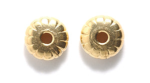 76ME854-F: Metal Rondelle Fluted Gold 8mm-12PC