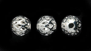 6ME805-ST: Metal Filigree Round 6mm Brt SIL 1.8mm Hole-12PC