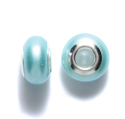 75CD662-S: Rondelle Pearl LT Aqua 5mmID 13x9mm-5PC