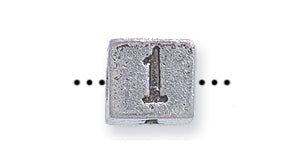 PW955-1: Bead Number Cube #1 Ant Pewter 7mm 1PC