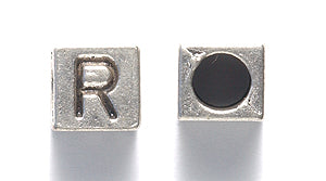 ME5955-R: Alphabet Cube R Silver 7mm-20PC