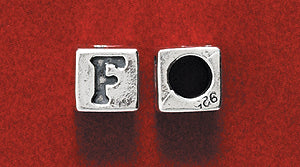 SS955-F: Bead Cube Letter F Sterling 5x5mm-1PC