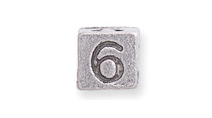 PW955-6: Bead Number Cube #6 Ant Pewter 7mm 1PC