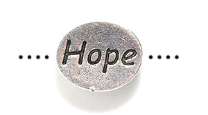 PW3211-AS: Bead Oval w/Word Hope Bright Silver 9x10mm-1PC