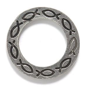 PW1007-S: Ring w/Fish Ant Pewter 22mm 1PC