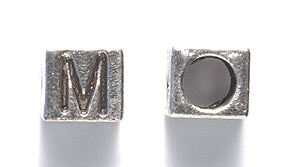 ME5955-M: Alphabet Cube M Silver 7mm-15PC