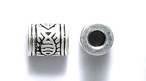 ME4355-S: Bead Design 3mm Hole Silver 6x8mm-5PC