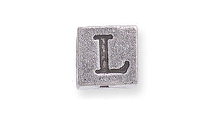 PW955-L: Bead Alphabet Cube L Ant Pewter 7mm 1PC