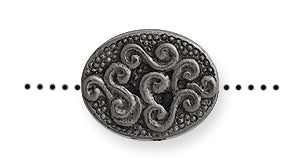 PW4157-S: Oval Flat W/Vine Design Silver 10x12mm-1PC