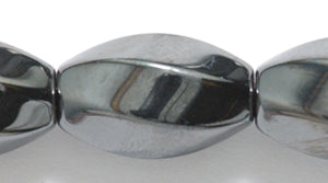 39ST403-6T: Hematite Oval 6 Sided Twist 10x16mm