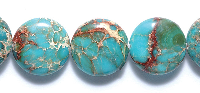 16ST225-C: Aqua Terra Jasper Coin Turquoise Blue 16mm