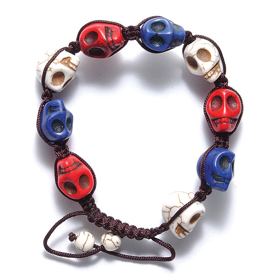 2ST50-RWBB: Skull Bracelet Red/white/blue 8x12