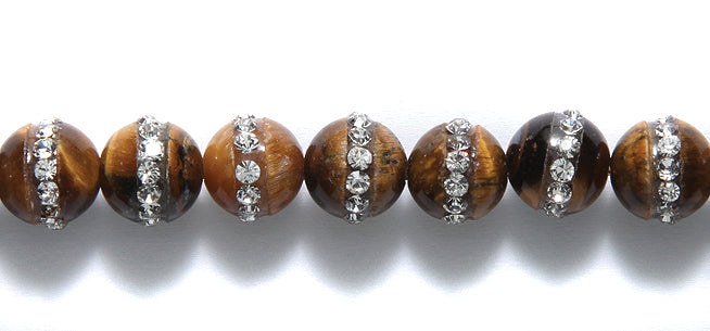 8ST400-RS: Tiger Eye Rhinestone Round 8mm 3PC