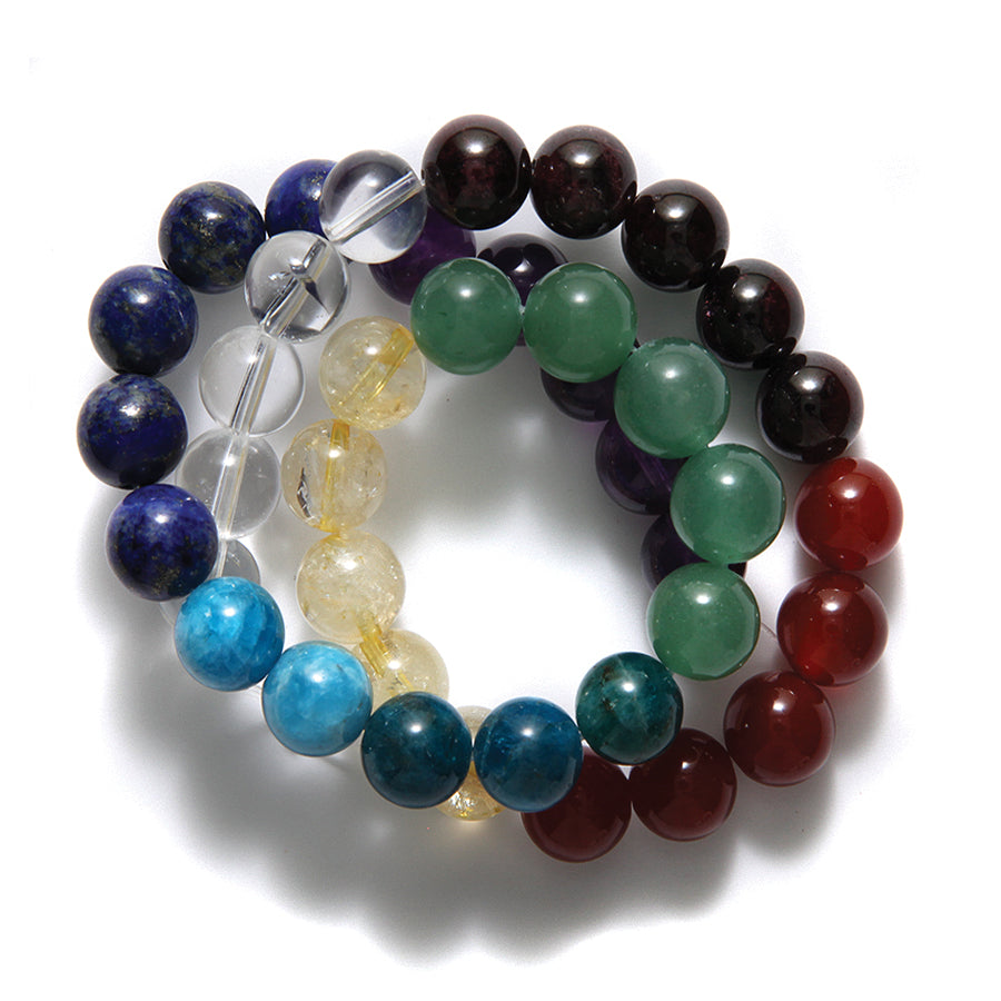 8ST525-CH: Chakra Banded Mixed Stone Round 8mm