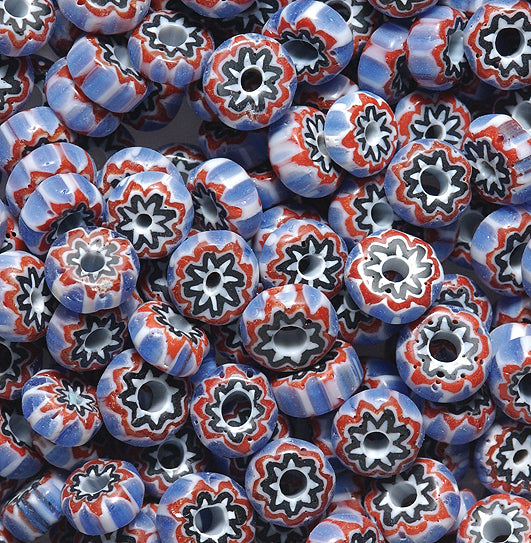 IN349: Chevron Blue/red/white 6-9mm AVG 40GM