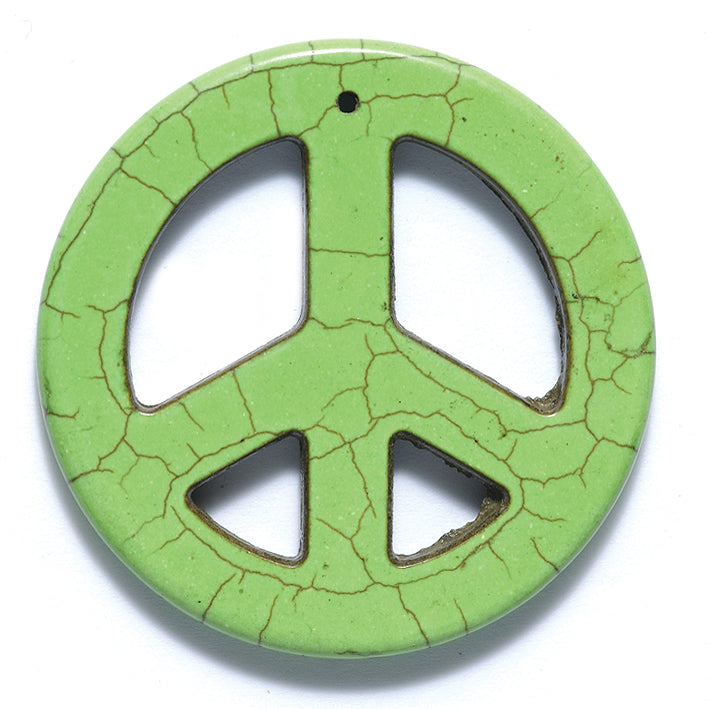 ST633-55G: Magnesite Peace Sign Green 55mm 2 Pieces